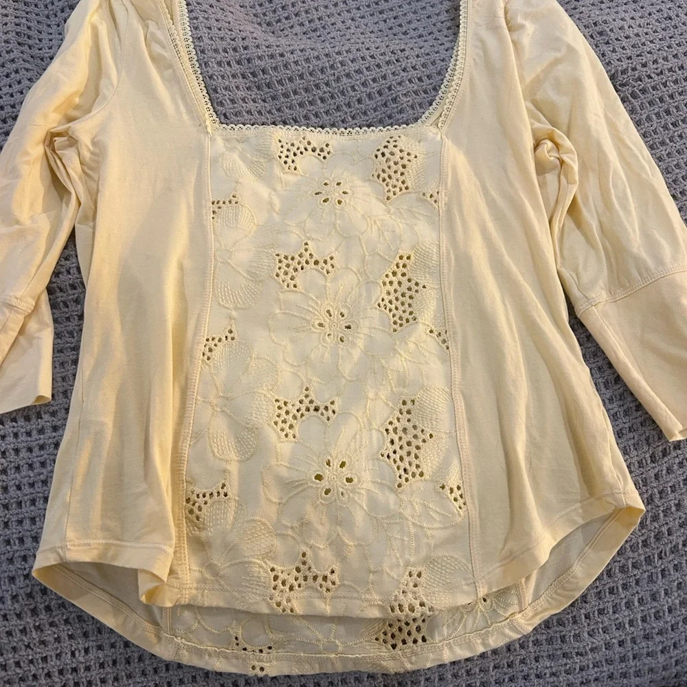 Free People Floral Eyelet Crop Top